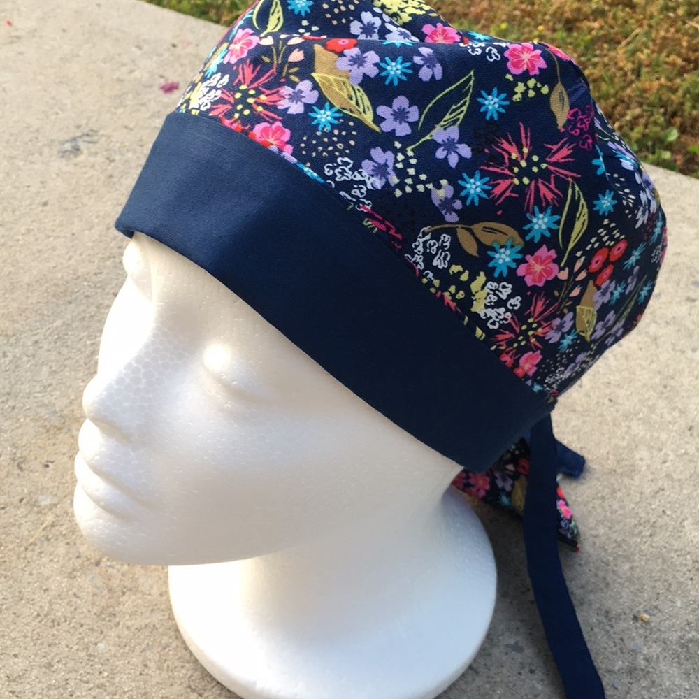 Surgical cap w ponytail holder and ties 2 for $30